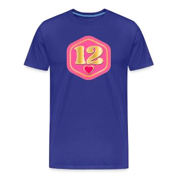 Numéro Douze - Douzième Anniversaire - T-shirt bio Premium Homme - bleu roi - Devant - Damien (186cm)