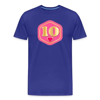 Numéro Dix - 10e anniversaire Dix ans - T-shirt bio Premium Homme - bleu roi - Devant - Damien (186cm)