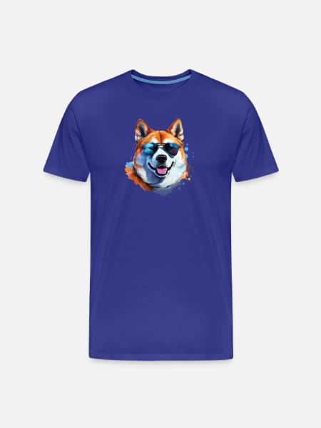 Akita Inu with sunglasses - Men's Premium Organic T-Shirt - royal blue