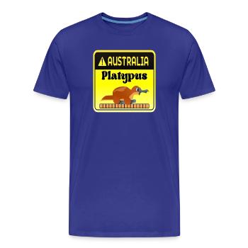 Australia Platypus Warning - Mammals - Men's Premium Organic T-Shirt - royal blue - Front - Damien (186cm)