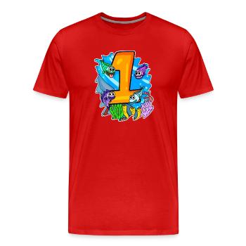 Zahl 1 Nummer Eins - Fische Motiv - Männer Premium Bio T-Shirt - Rot - Vorne - Damien (186cm)