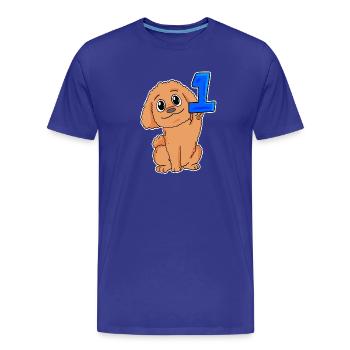 Number 1 Number One - Dog Motif - Men's Premium Organic T-Shirt - royal blue - Front - Damien (186cm)