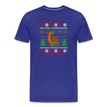 Christmas Deer - Men's Premium Organic T-Shirt - royal blue - Front - Damien (186cm)