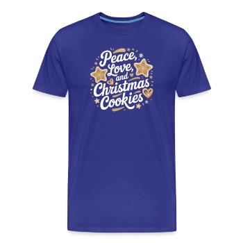 Frieden, Liebe und Weihnachtsplätzchen - Männer Premium Bio T-Shirt - Königsblau - Vorne - Damien (186cm)