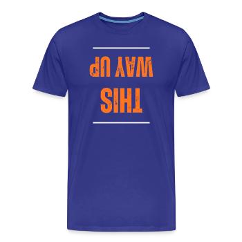 This Way Up - Men's Premium Organic T-Shirt - royal blue - Front - Damien (186cm)