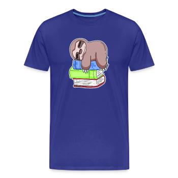 paresseux Livre Livres Lecture - T-shirt bio Premium Homme - bleu roi - Devant - Damien (186cm)