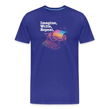 Imagine, Write, Repeat - Men's Premium Organic T-Shirt - royal blue - Front - Damien (186cm)