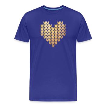 Heart Knitting Pattern Gold Exclusive Love Winter - Men's Premium Organic T-Shirt - royal blue - Front - Damien (186cm)