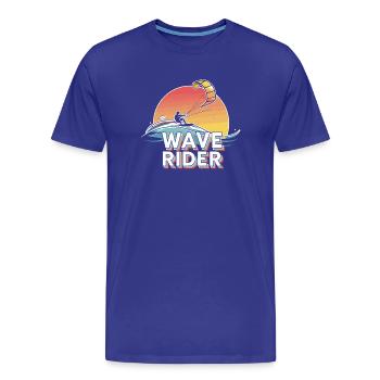 Wave Rider - Dynamische Kiteboarding Kunst - Männer Premium Bio T-Shirt - Königsblau - Vorne - Damien (186cm)