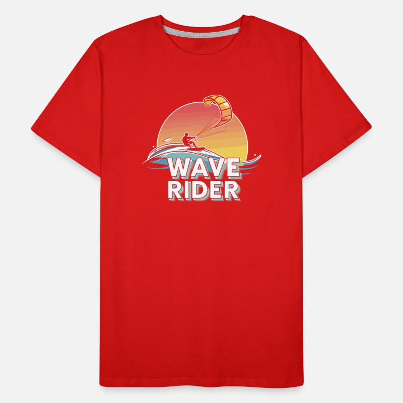 Conception de kitesurf Sunset Wave Rider T-shirt bio Premium Homme