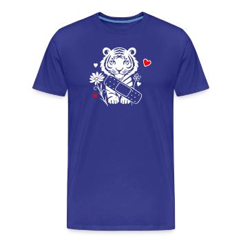 Tiger with plasters and flowers - Get well soon - Men's Premium Organic T-Shirt - royal blue - Front - Damien (186cm)