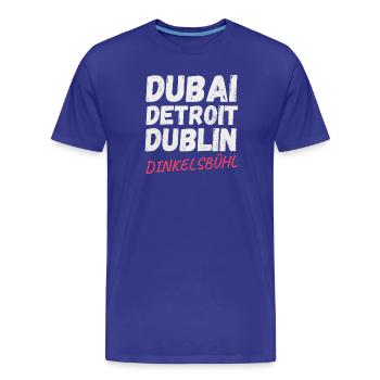 Dubaï-Détroit-Dublin - T-shirt bio Premium Homme - bleu roi - Devant - Damien (186cm)