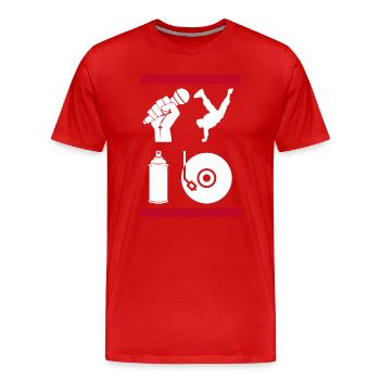 The 4 Elements of Hip-Hop - Men's Premium Organic T-Shirt - red - Front - Damien (186cm)