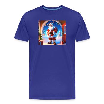 Cartoon Merry Christmas Saint Nicholas Gift - Men's Premium Organic T-Shirt - royal blue - Front - Damien (186cm)