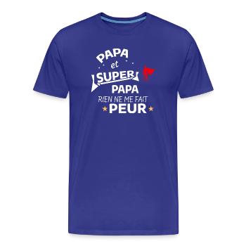 Super Papa et Hero Superpapa - T-shirt bio Premium Homme - bleu roi - Devant - Damien (186cm)