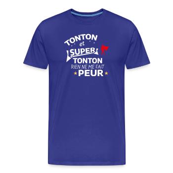 Humorvolle Hommage von Super Tonton - Männer Premium Bio T-Shirt - Königsblau - Vorne - Damien (186cm)