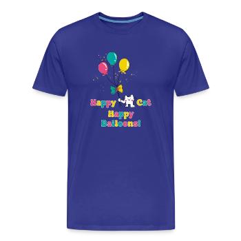 Chat heureux, baloons heureux - T-shirt bio Premium Homme - bleu roi - Devant - Damien (186cm)