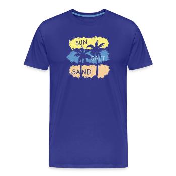 Soleil, sel, sable, vacances, bains de mer - T-shirt bio Premium Homme - bleu roi - Devant - Damien (186cm)