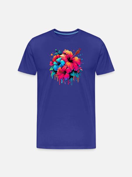 Fleurs d’hibiscus - T-shirt bio Premium Homme - bleu roi
