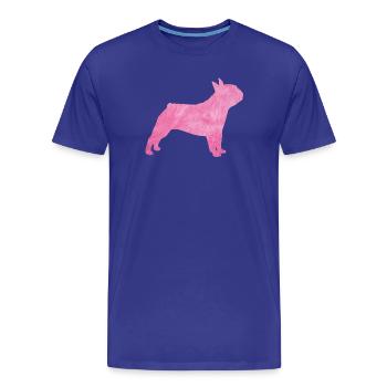 Carlin Chien à fourrure duveteuse Maître Maîtresse rose - T-shirt bio Premium Homme - bleu roi - Devant - Damien (186cm)