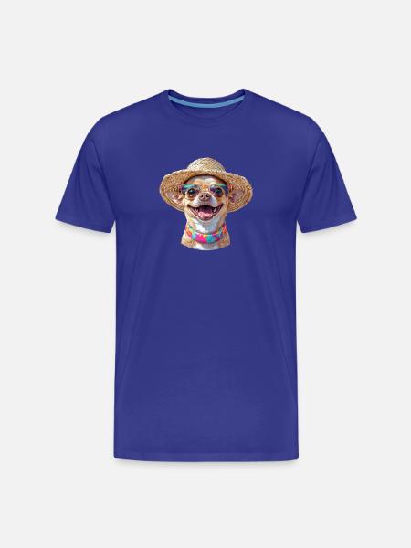 Chihuahua with straw hat & sunglasses - Men's Premium Organic T-Shirt - royal blue