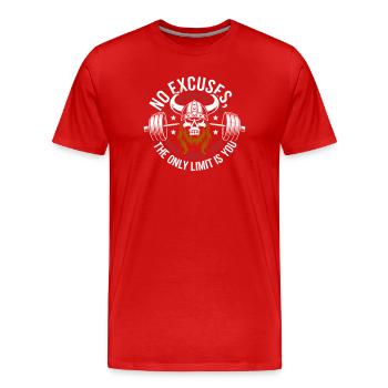 Viking crâne Motivation Gym Graphique - T-shirt bio Premium Homme - rouge - Devant - Damien (186cm)