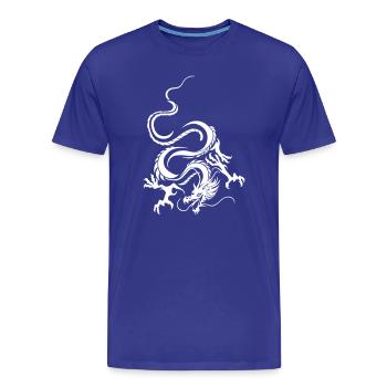 Dragon Blanc Art graphique complexe - T-shirt bio Premium Homme - bleu roi - Devant - Damien (186cm)