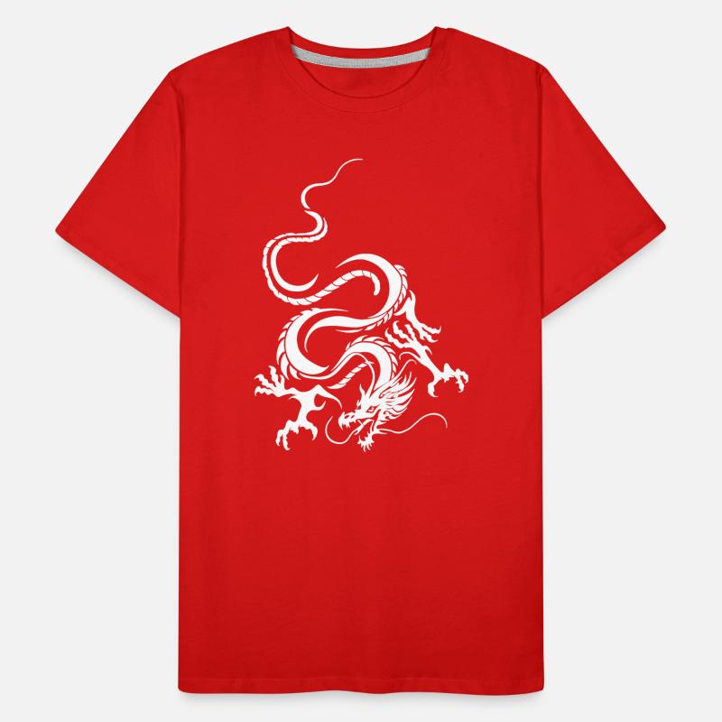 Dragon Blanc Art graphique complexe T-shirt bio Premium Homme