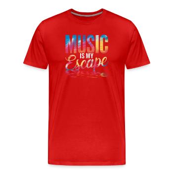 Musik ist meine Flucht Bunt - Männer Premium Bio T-Shirt - Rot - Vorne - Damien (186cm)