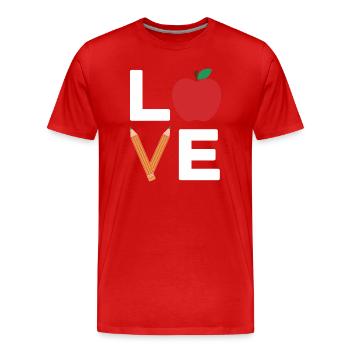 Ich liebe Apple Pencil Typografie - Männer Premium Bio T-Shirt - Rot - Vorne - Damien (186cm)