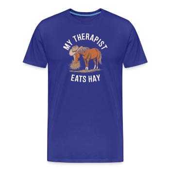 Mein Therapeut isst Heu - Männer Premium Bio T-Shirt - Königsblau - Vorne - Damien (186cm)