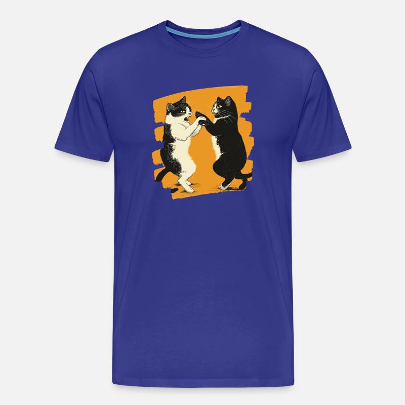 Japanischer Katzen Kampf - Männer Premium Bio T-Shirt - Königsblau