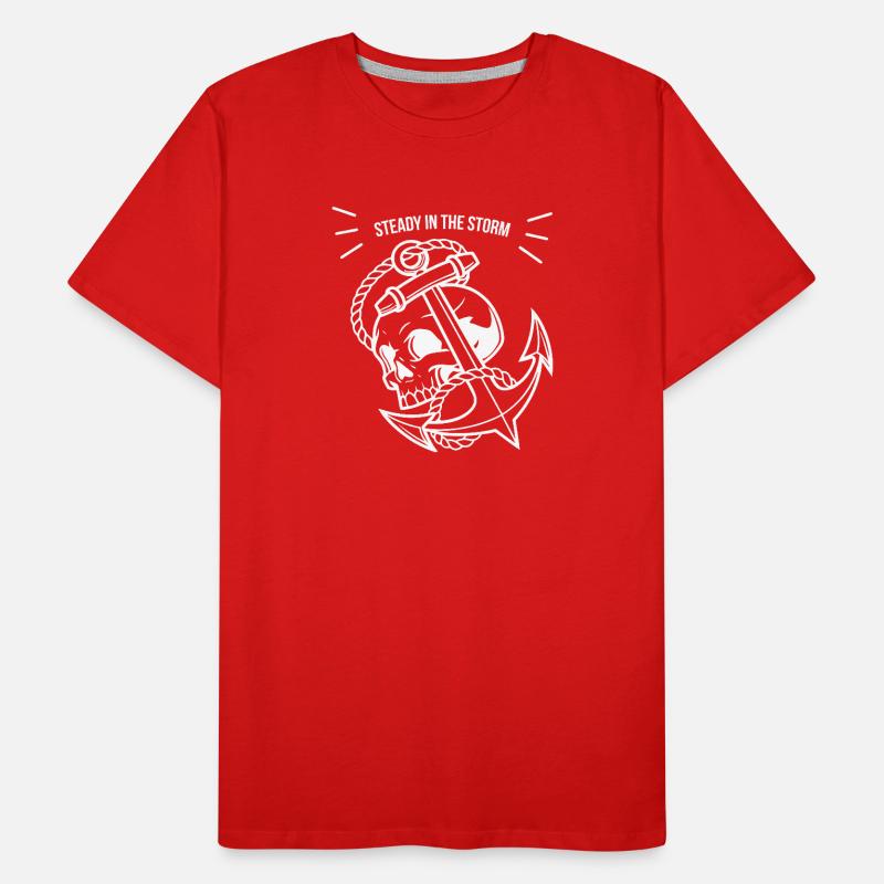 Ancre avec crâne « Steady in Storm » T-shirt bio Premium Homme