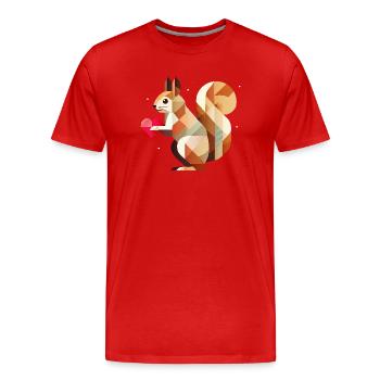 Squirrel with Heart – Loving for Valentine's Day - Men's Premium Organic T-Shirt - red - Front - Damien (186cm)