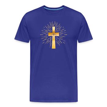 Kirche - Christliches Kreuz - Christlicher Glaube - Männer Premium Bio T-Shirt - Königsblau - Vorne - Damien (186cm)