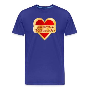 HERZ HERZLICHEN GLÜCKWUNSCH - Männer Premium Bio T-Shirt - Königsblau - Vorne - Damien (186cm)
