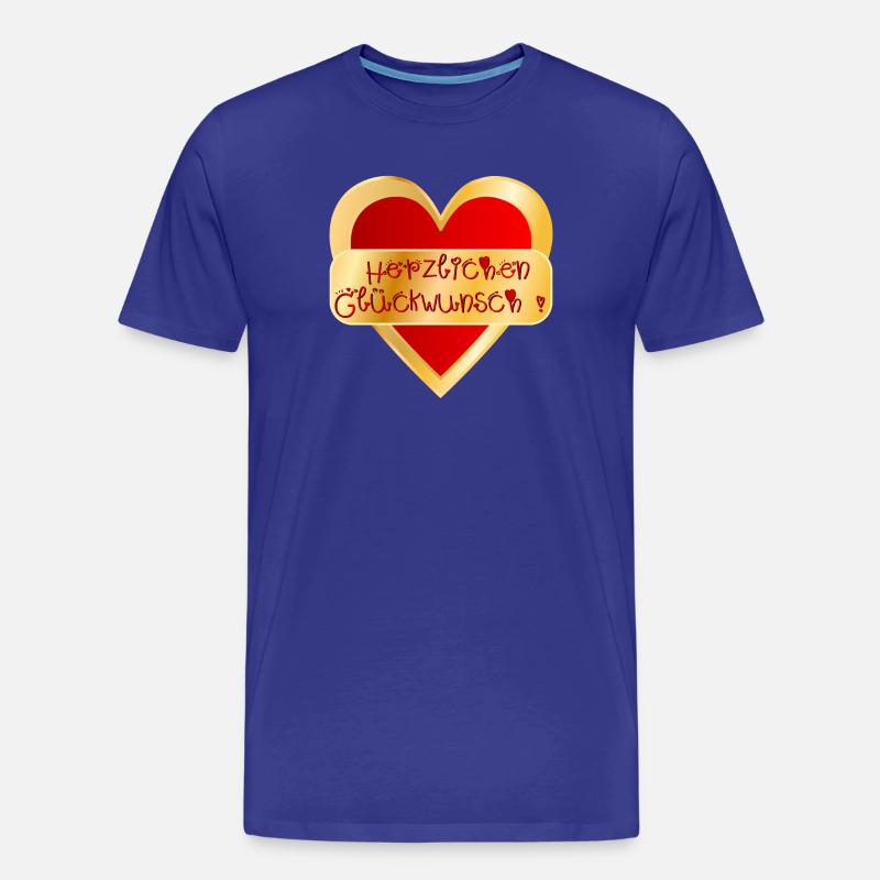 HERZ HERZLICHEN GLÜCKWUNSCH - Männer Premium Bio T-Shirt - Königsblau