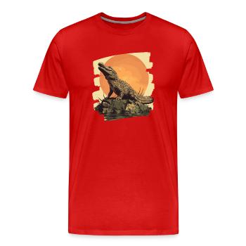 Krokodil Retro - Männer Premium Bio T-Shirt - Rot - Vorne - Damien (186cm)