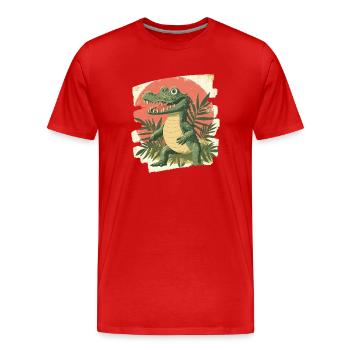 Krokodil - Männer Premium Bio T-Shirt - Rot - Vorne - Damien (186cm)