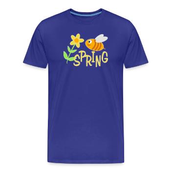 Fröhliche Bienchen mit Blumenmotiv - Männer Premium Bio T-Shirt - Königsblau - Vorne - Damien (186cm)