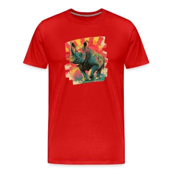 Rhinoceros - Men's Premium Organic T-Shirt - red - Front - Damien (186cm)