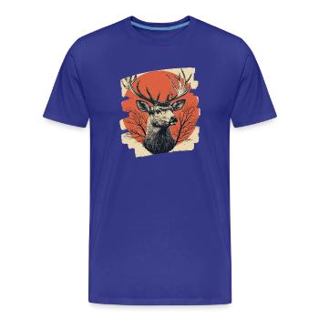 Hirsch mit Geweih - Männer Premium Bio T-Shirt - Königsblau - Vorne - Damien (186cm)