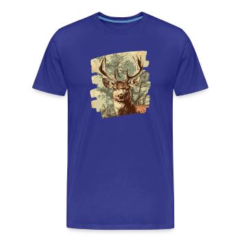 Hirsch mit Geweih - Männer Premium Bio T-Shirt - Königsblau - Vorne - Damien (186cm)