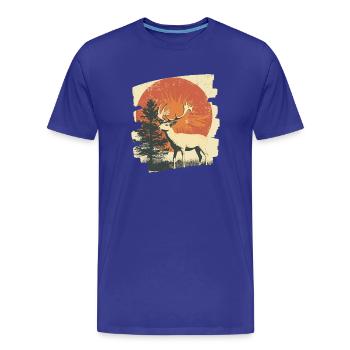 Hirsch mit Geweih - Männer Premium Bio T-Shirt - Königsblau - Vorne - Damien (186cm)
