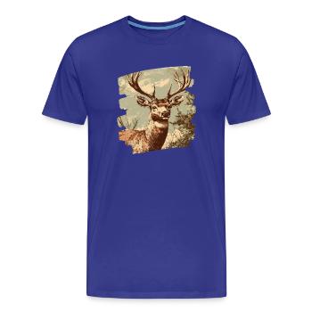 Hirsch mit Geweih - Männer Premium Bio T-Shirt - Königsblau - Vorne - Damien (186cm)