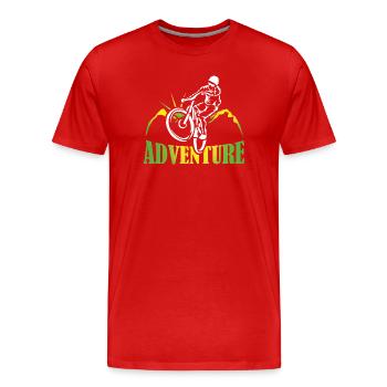 Bike Adventure Tours Mountainbike Shirt Geschenk - Männer Premium Bio T-Shirt - Rot - Vorne - Damien (186cm)