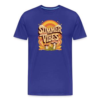 Ambiance estivale Champignon rétro Festival hippie Été - T-shirt bio Premium Homme - bleu roi - Devant - Damien (186cm)