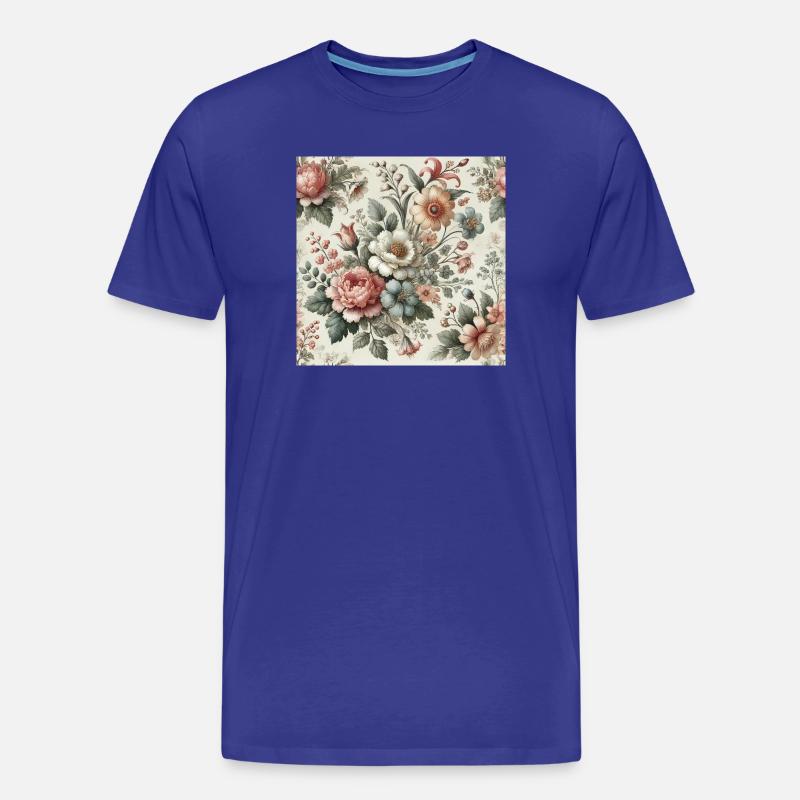 Vintager Blumengarten Ornament - Männer Premium Bio T-Shirt - Königsblau