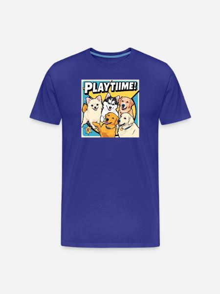 Comic Dogs - Playtime - Men's Premium Organic T-Shirt - royal blue
