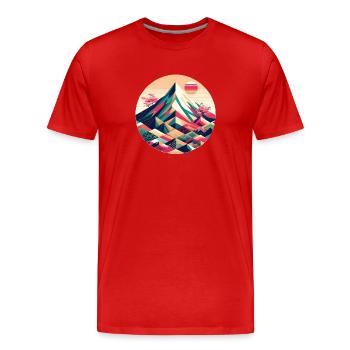 Geometric Mount Fuji - Men's Premium Organic T-Shirt - red - Front - Damien (186cm)